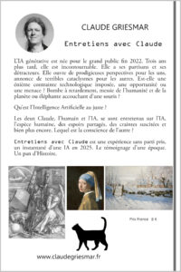 Quatrième de couverture de l'essai Entretiens avec Claude de Claude Griesmar
